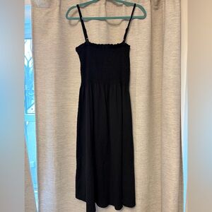 H&M Black Midi Sundress with Smocked Bodice